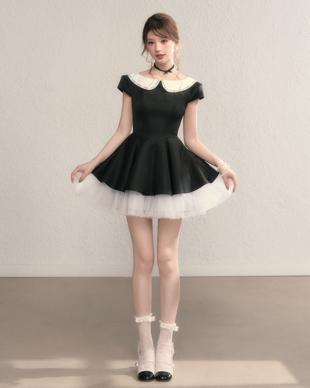 Twinkle Collar Tulle Dress(全2色)