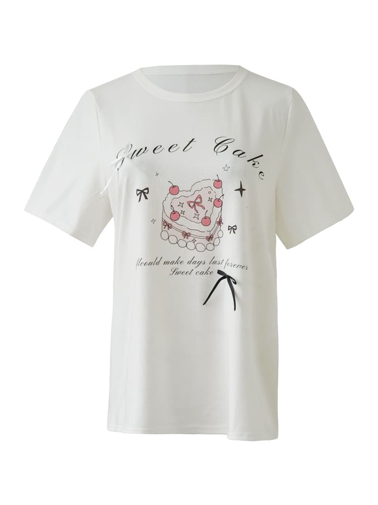 Sweet Cake Graphic Ribbon Tee