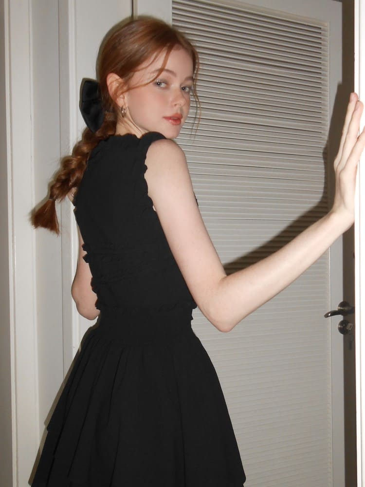 Frill Sleeveless Tiered Mini Dress