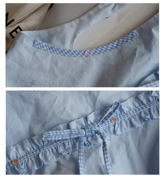 Sky Blue Frill Ribbon Dress