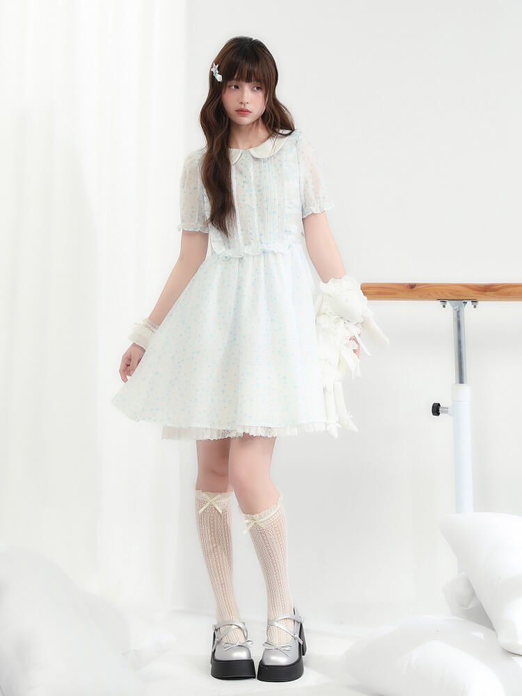Sugar lace airy frill sheer dress