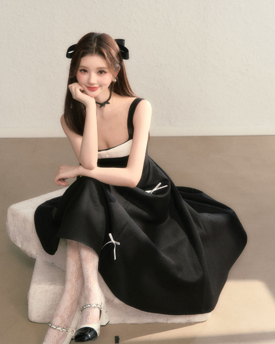 Romantic Ribbon Strap Dress(全2色)