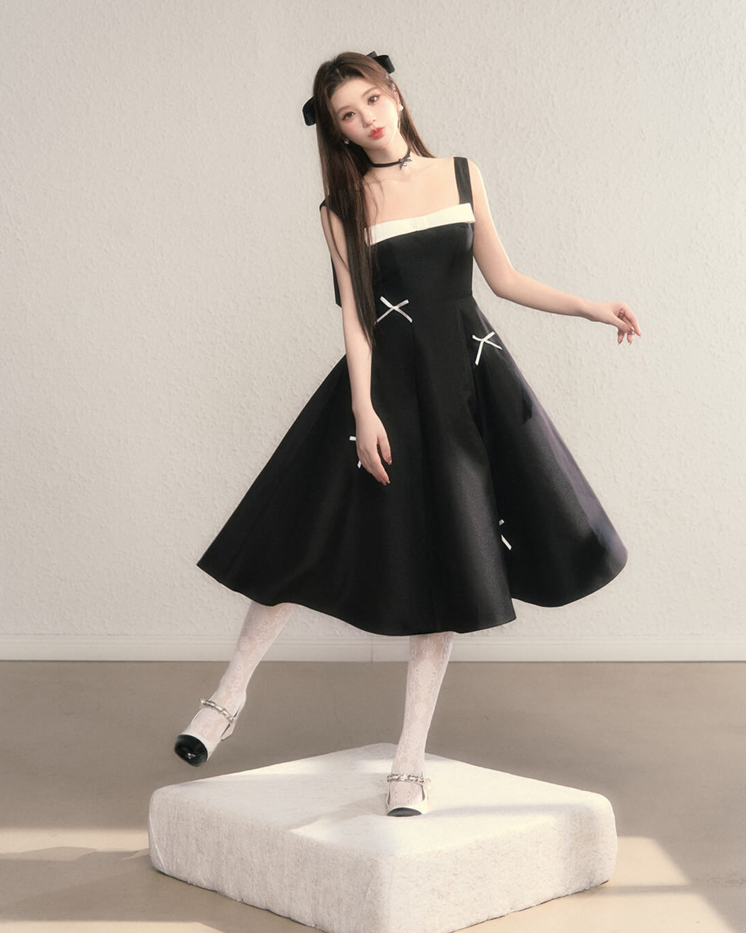 Romantic Ribbon Strap Dress(全2色)