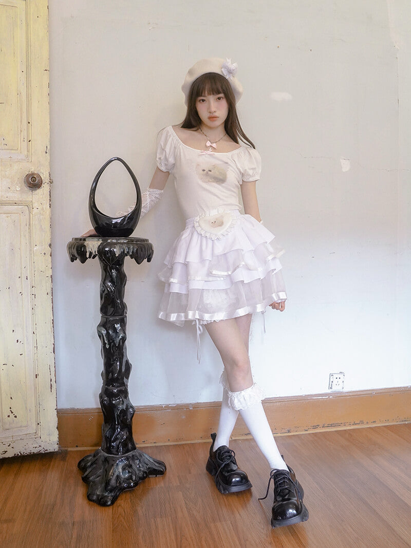 Baby Animal Heart Puff Tee(全2色)