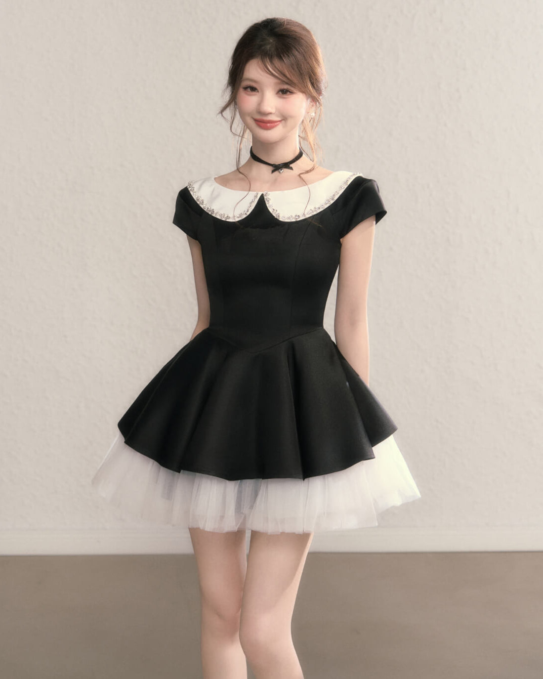 Twinkle Collar Tulle Dress(全2色)