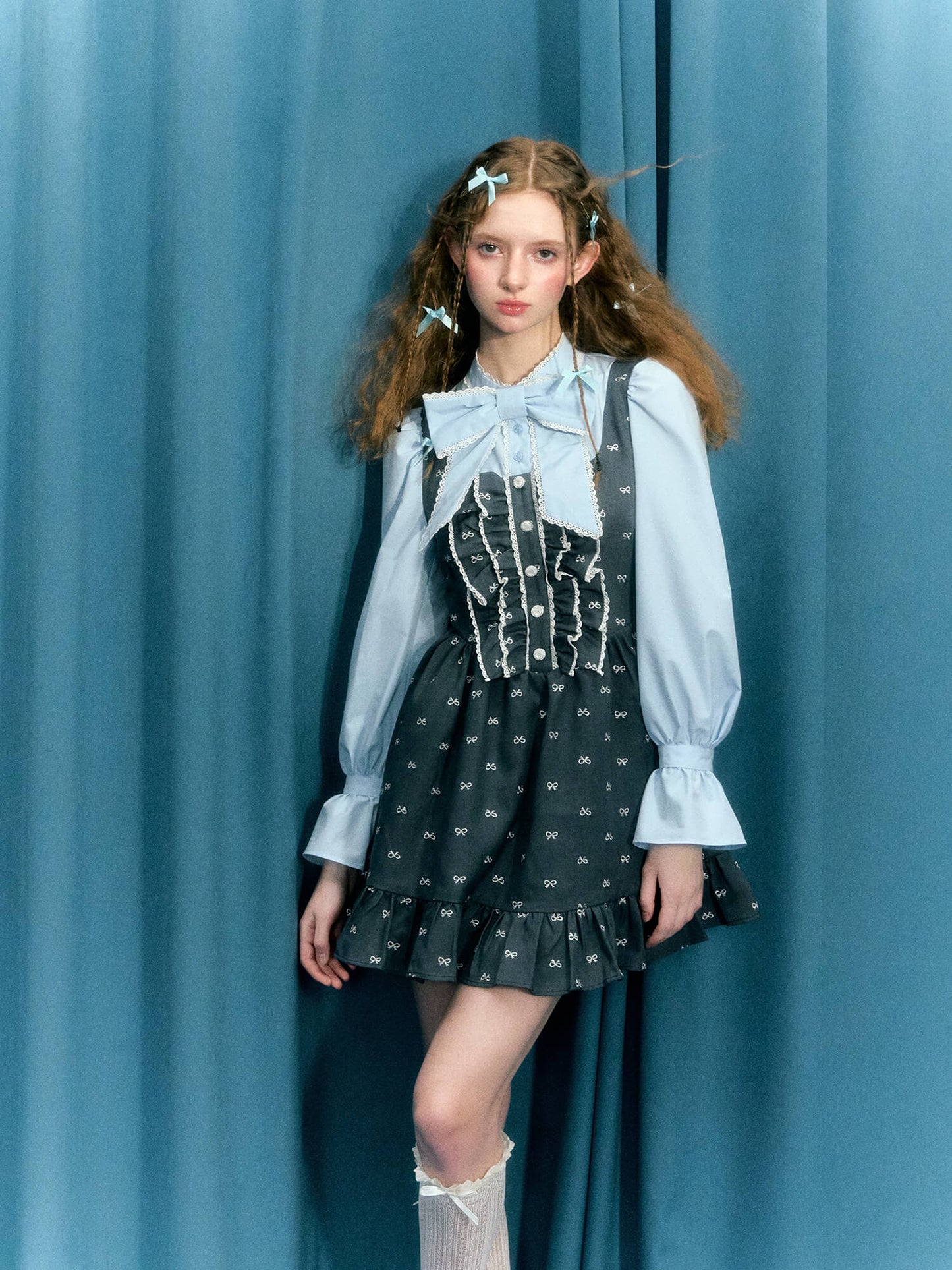 Romantic Blue Ribbon Dress