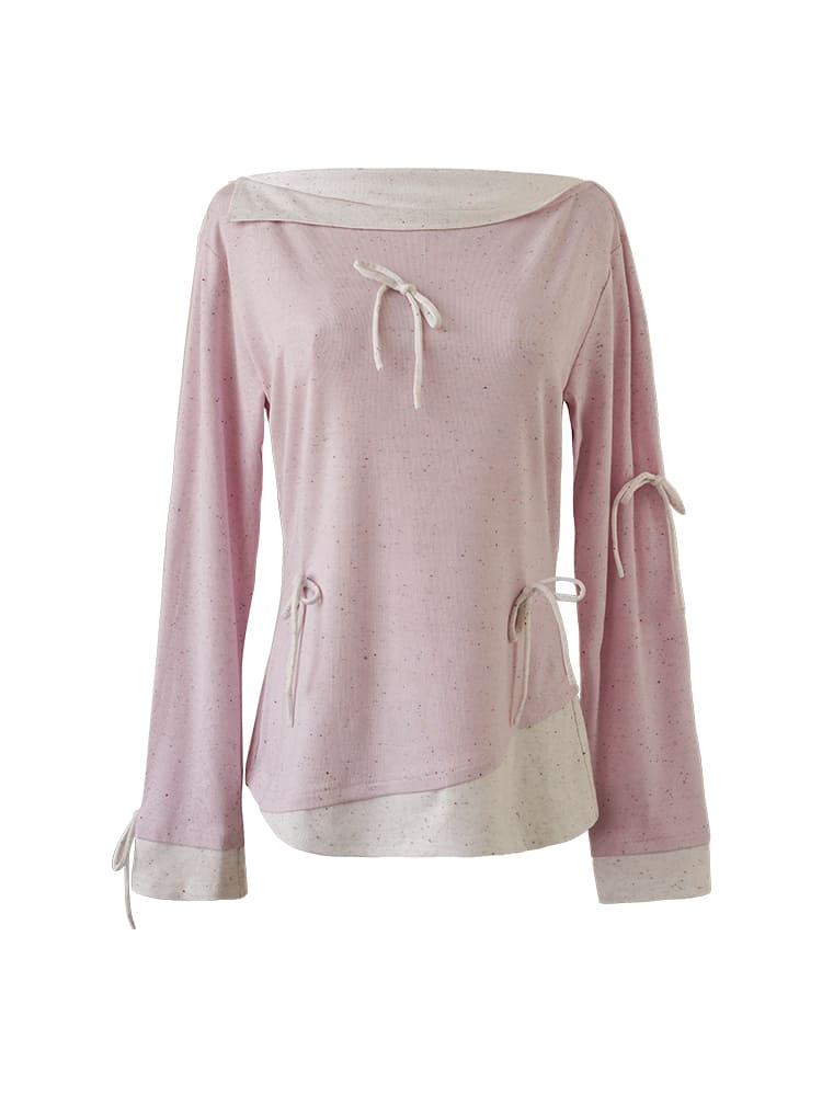 Sweet Ribbon Pink Wide-Neck Top
