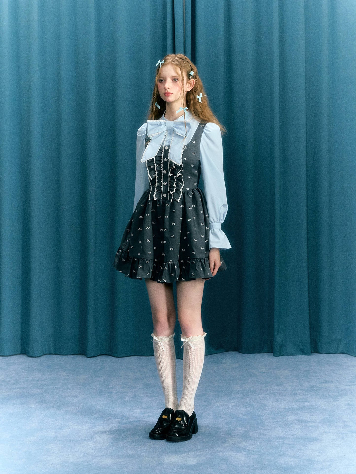 Romantic Blue Ribbon Dress