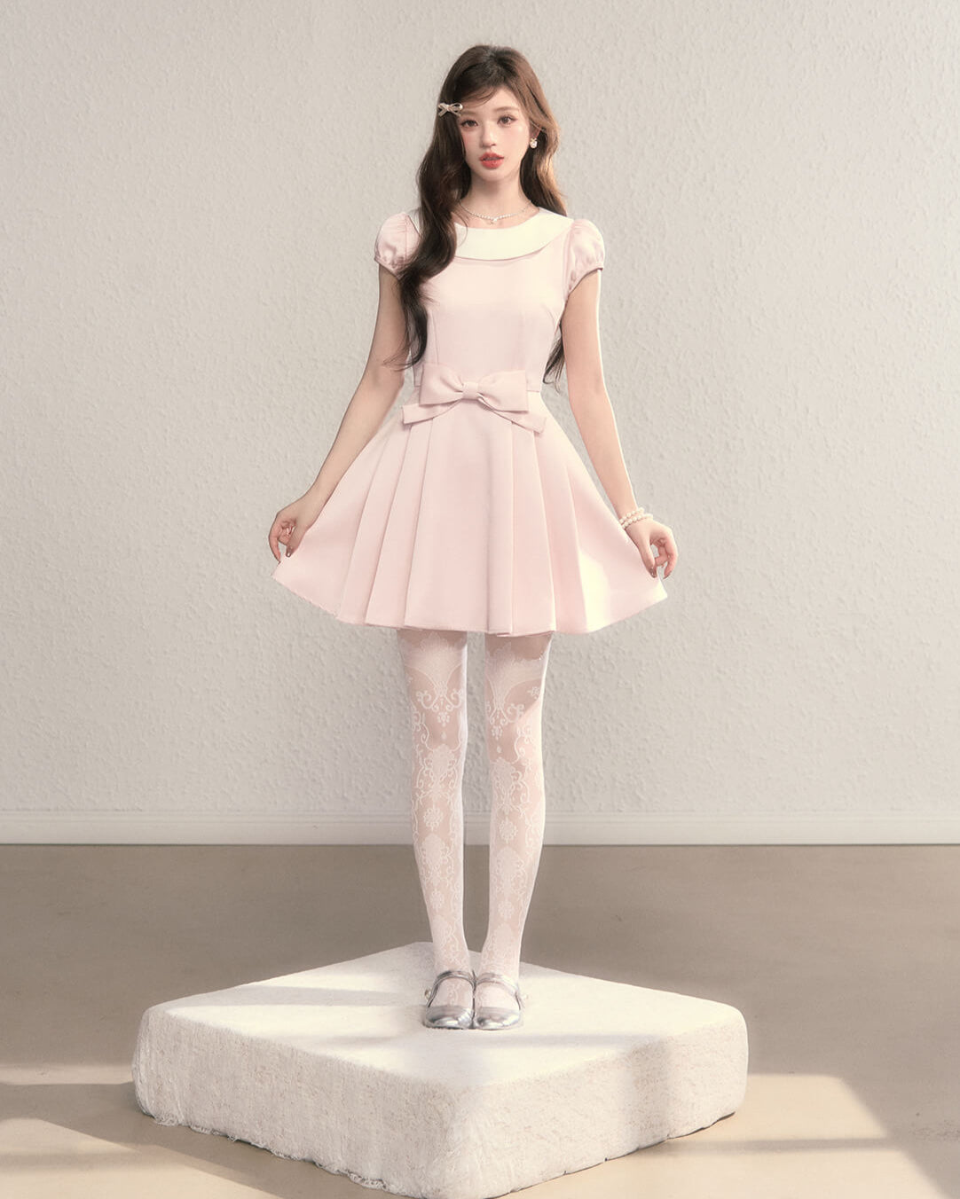 Sugar Pink Ribbon Flare Dress