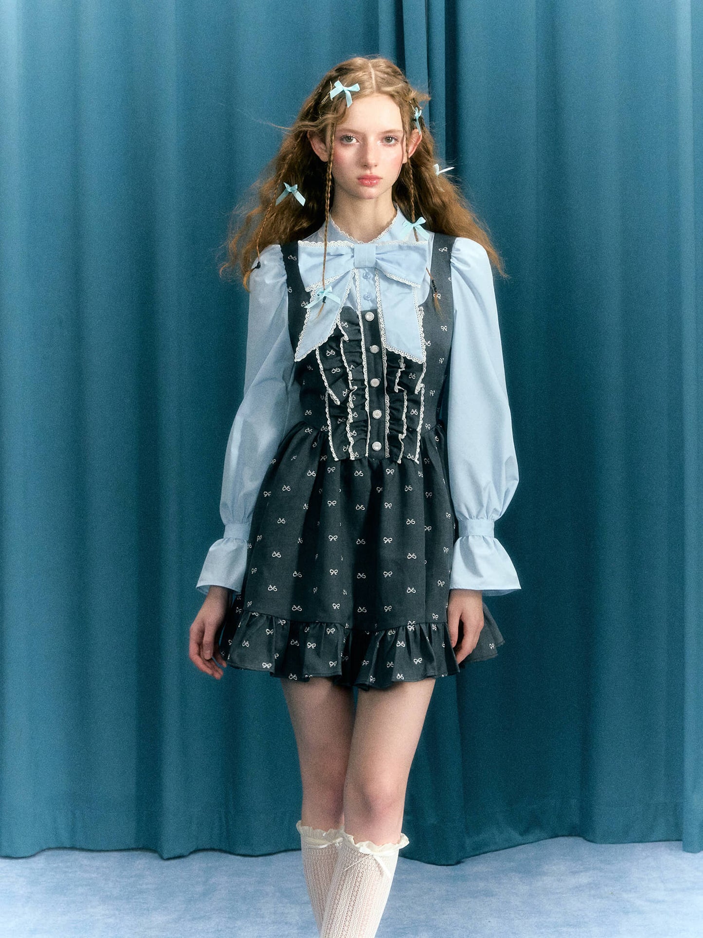 Romantic Blue Ribbon Dress
