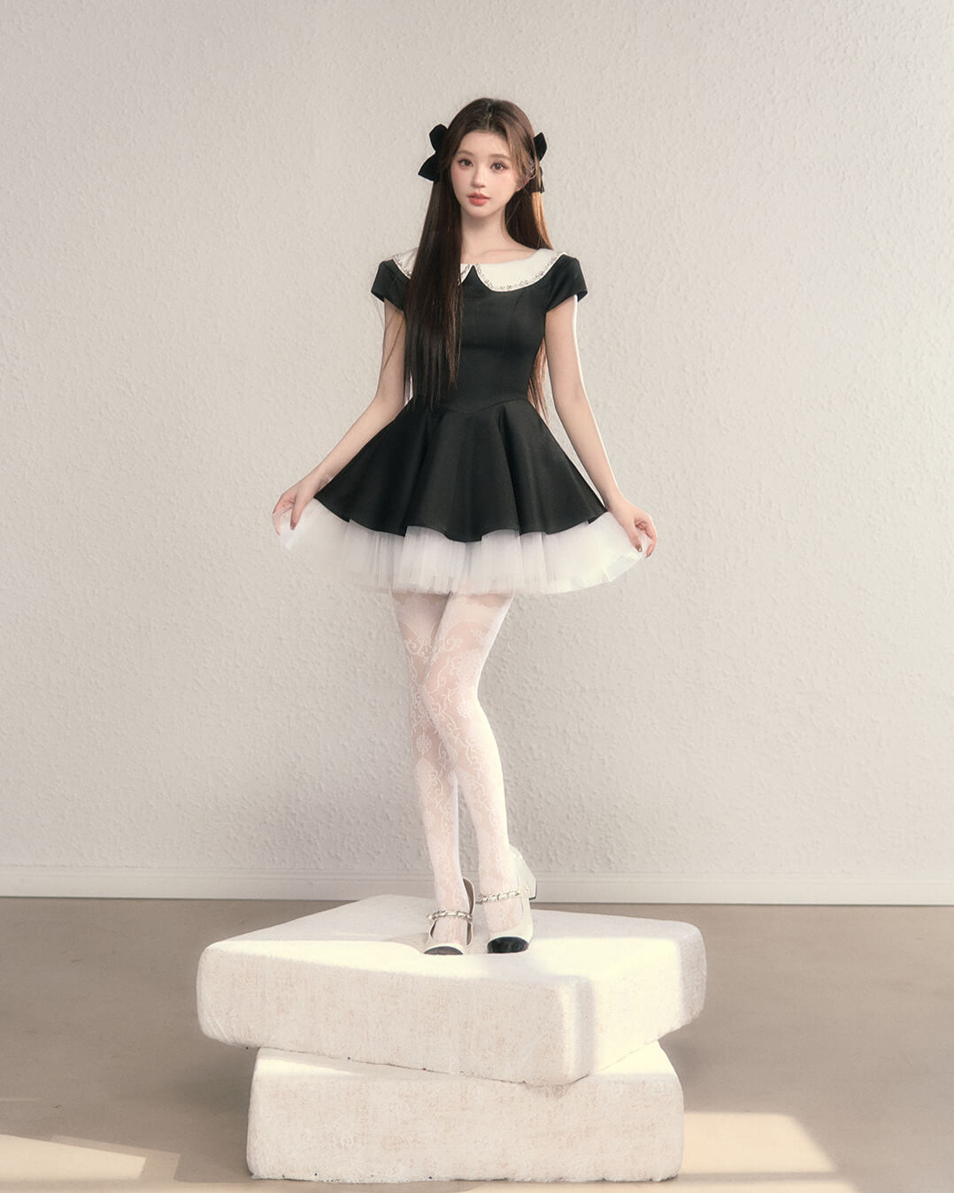 Twinkle Collar Tulle Dress(全2色)