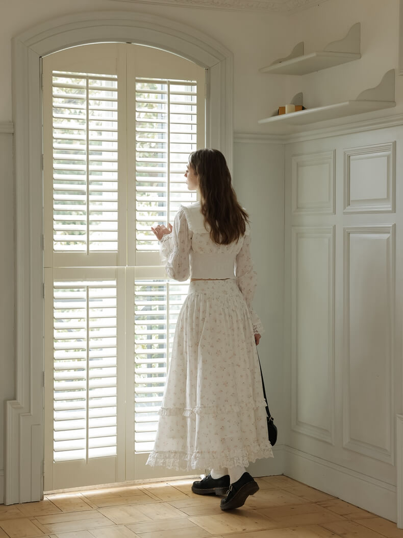 Romantic Shirring Sailor Tops