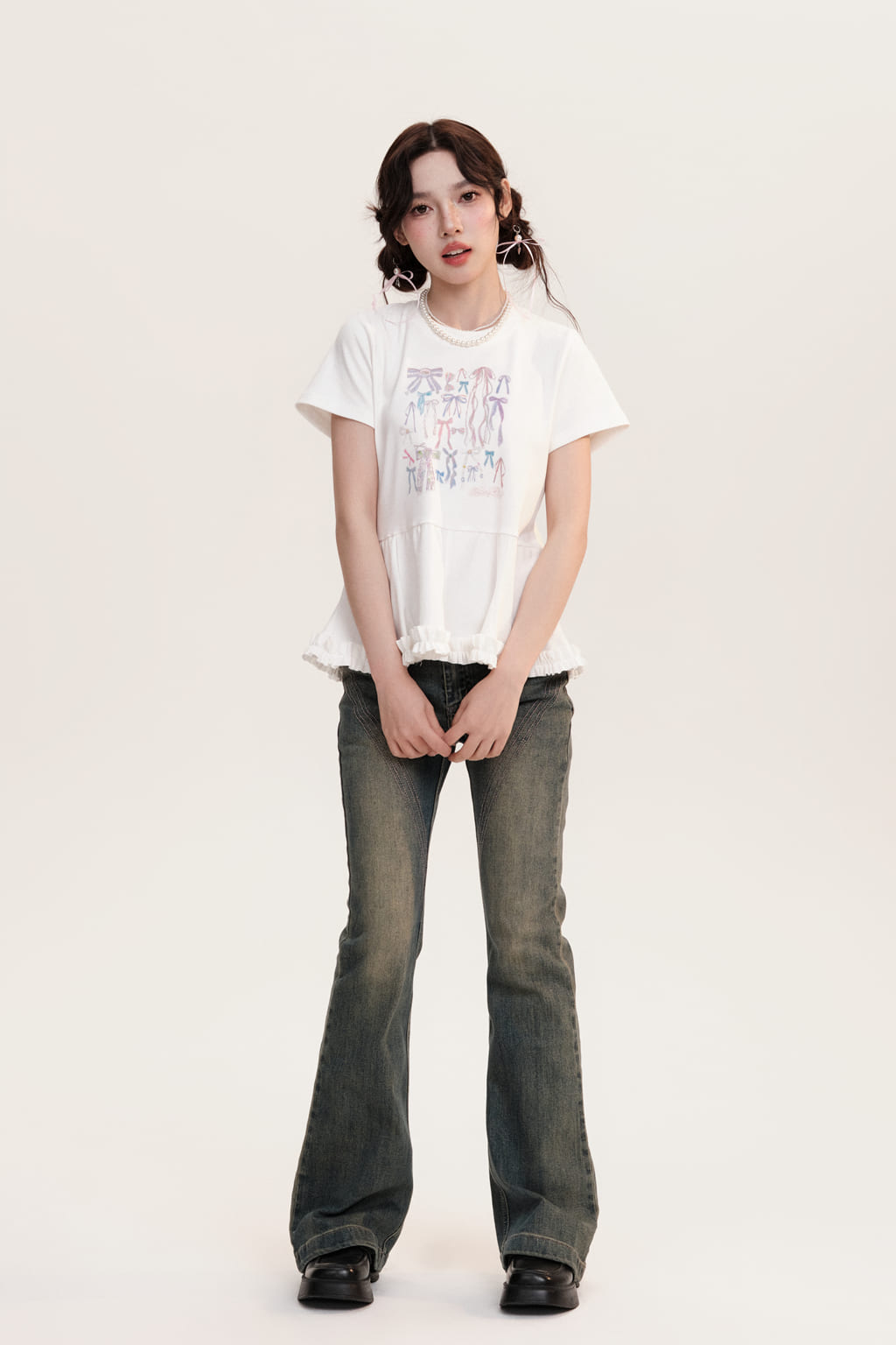 Sweet Mini Ribbon Print T-Shirt