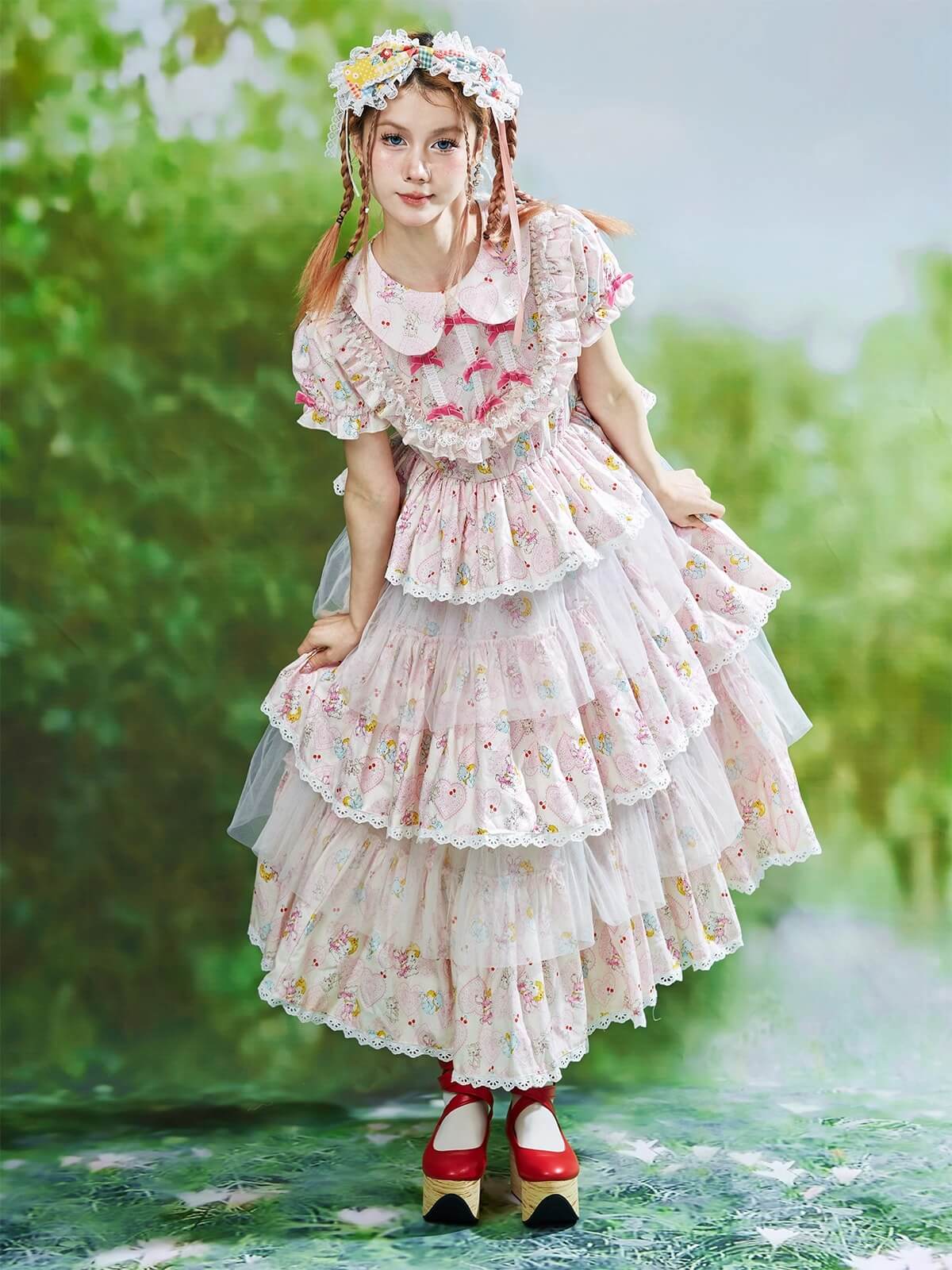 Ribbon Whip Frill Tiered Dress