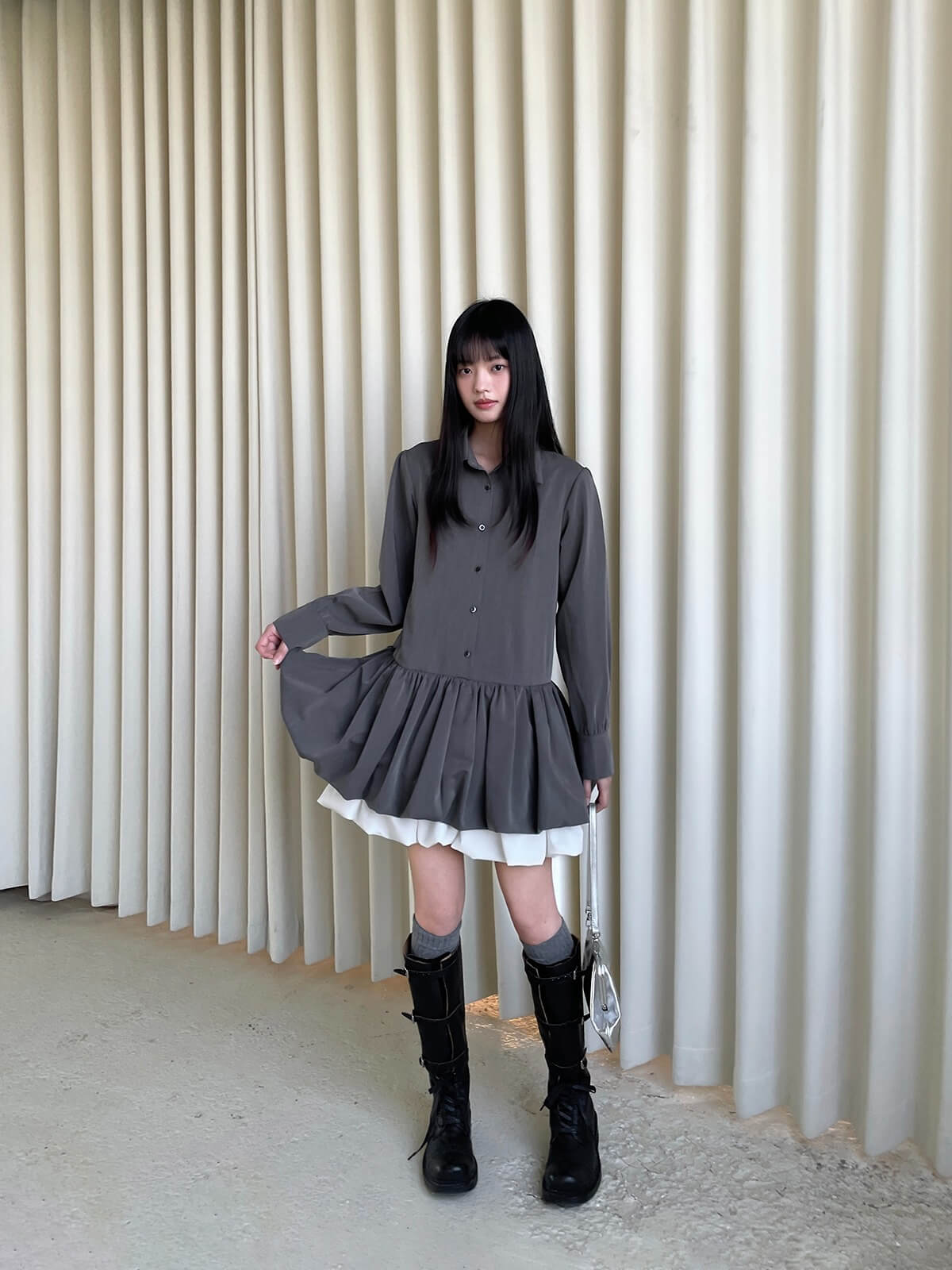 Cloudy Ruffle Layer Shirt Onepiece
