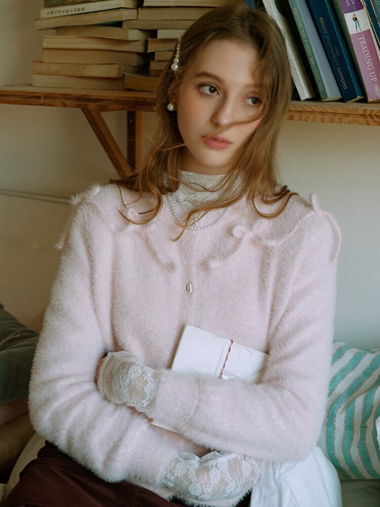 Fluffy Ribbon Bijou Cardigan