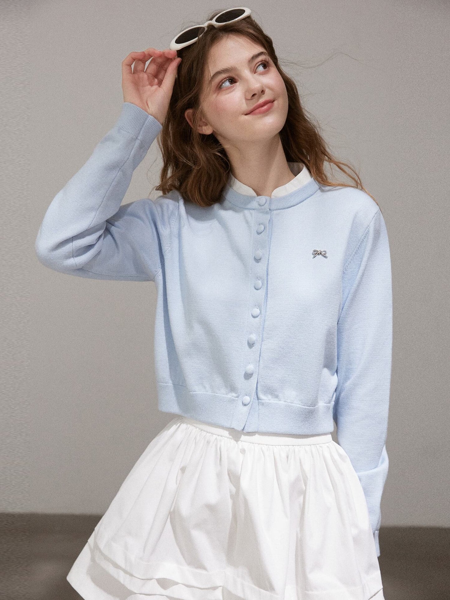Pastel Ribbon Blue Knit Cardigan