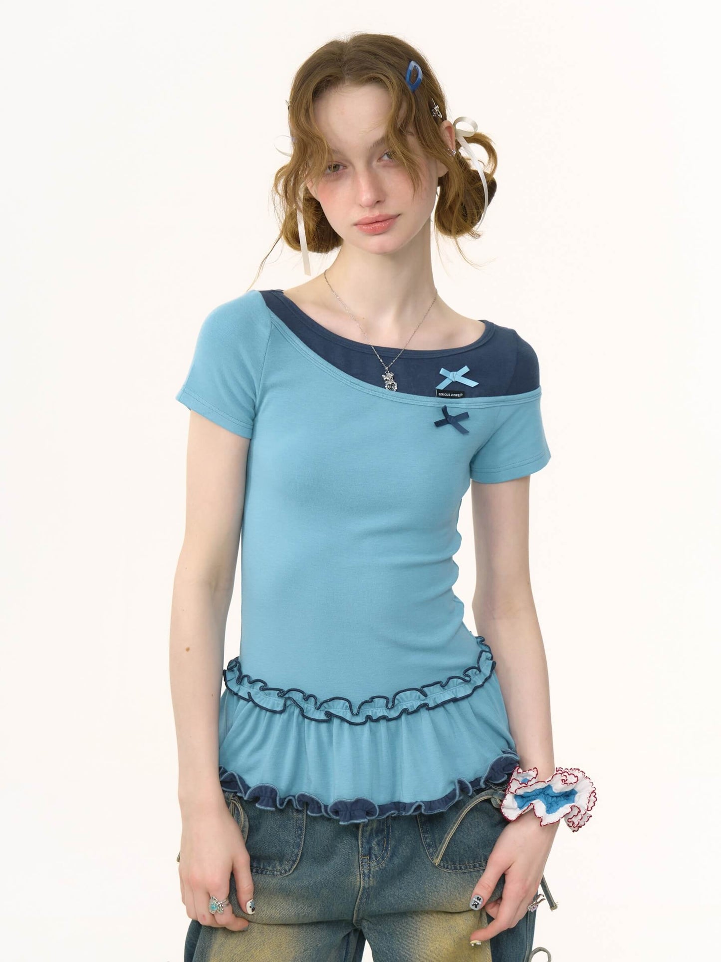 Bicolor Sweet Ribbon Tops