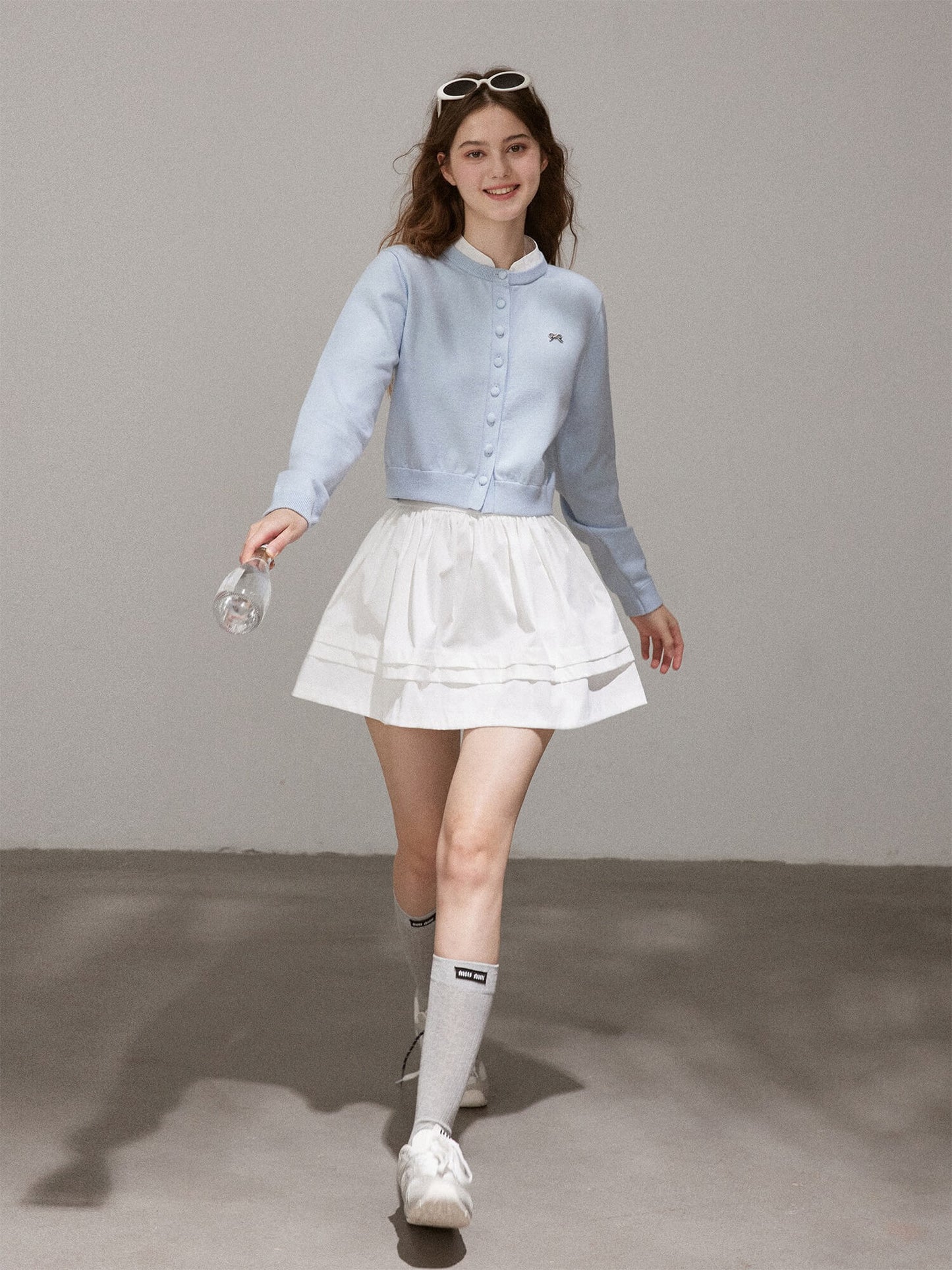 Pastel Ribbon Blue Knit Cardigan