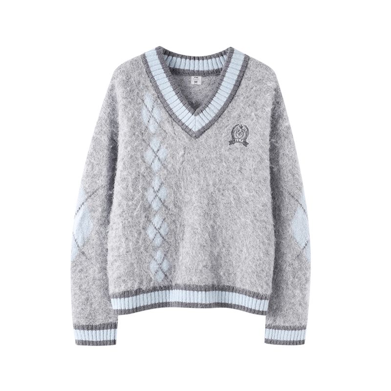 Fluffy Argyle Mood Knit(全3色)