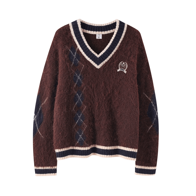 Fluffy Argyle Mood Knit(全3色)
