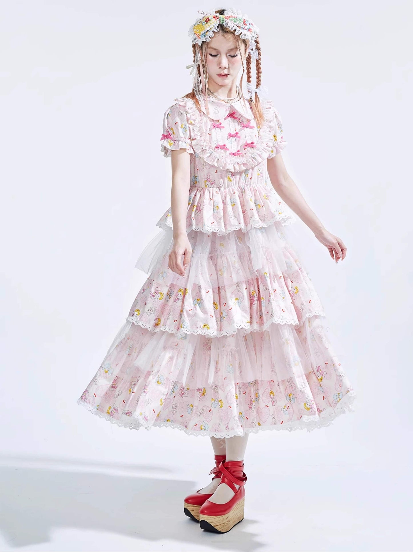 Ribbon Whip Frill Tiered Dress
