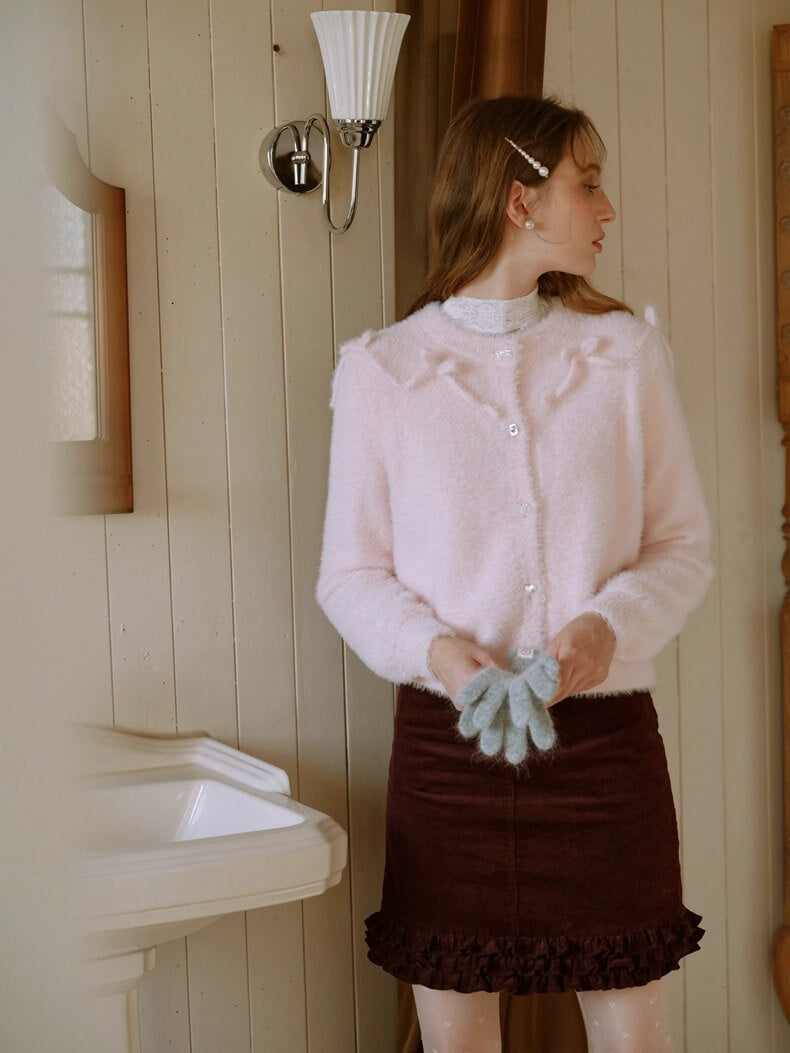 Fluffy Ribbon Bijou Cardigan