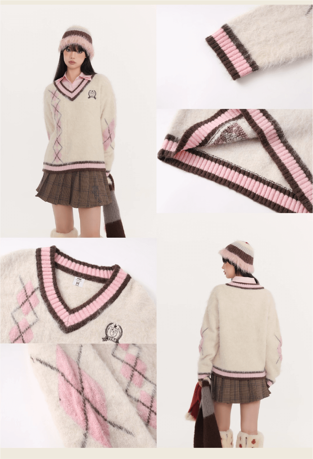 Fluffy Argyle Mood Knit(全3色)