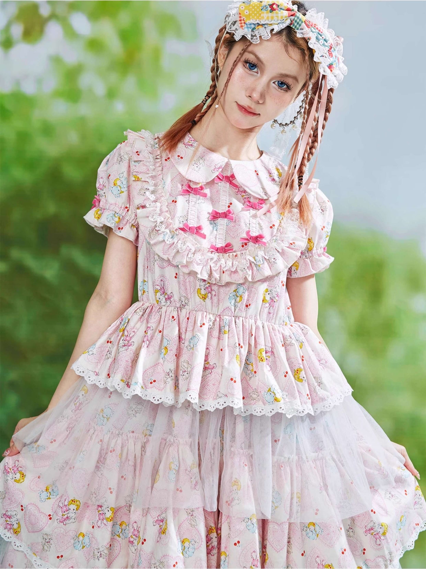 Ribbon Whip Frill Tiered Dress