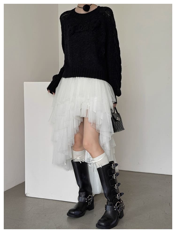 Asymmetry Layered Fluffy Tulle Skirt