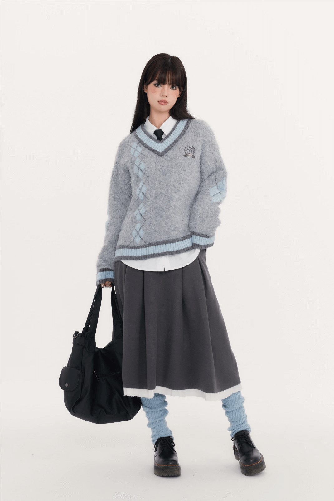 Fluffy Argyle Mood Knit(全3色)