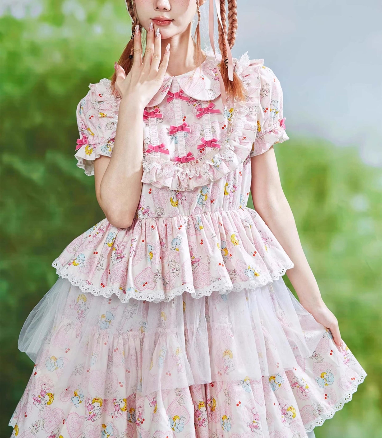 Ribbon Whip Frill Tiered Dress