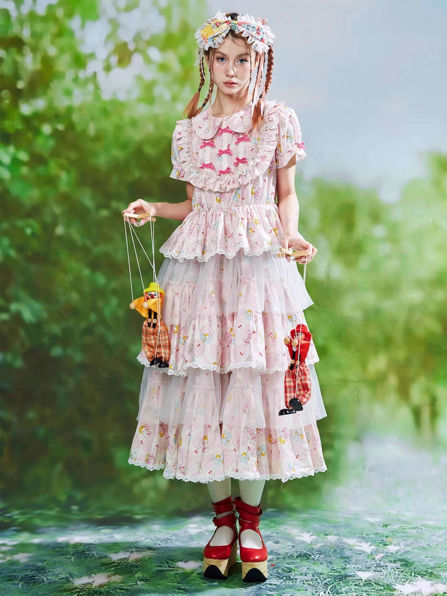 Ribbon Whip Frill Tiered Dress