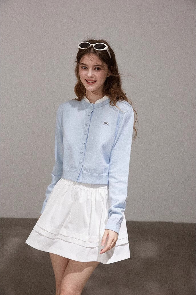 Pastel Ribbon Blue Knit Cardigan