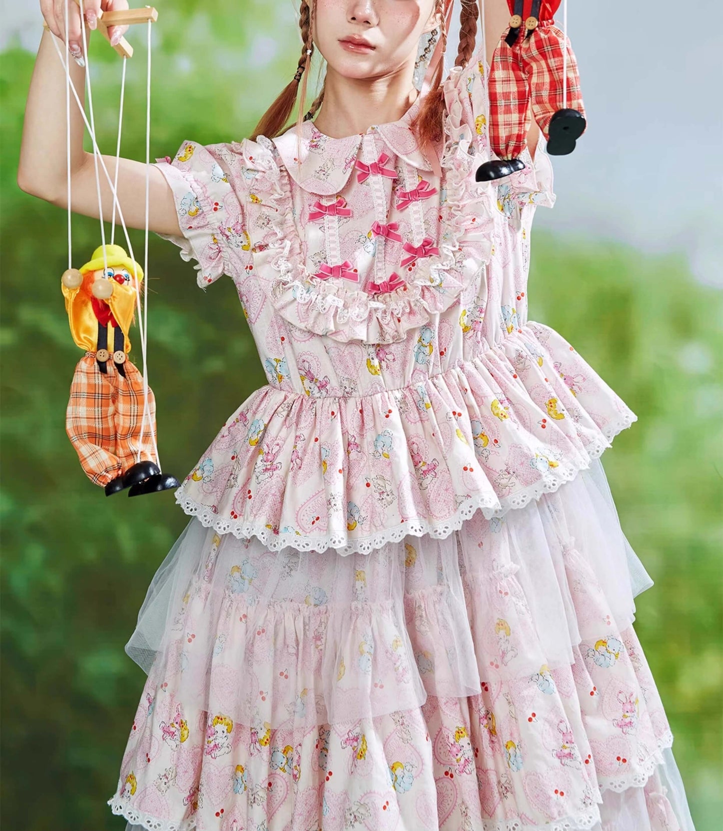 Ribbon Whip Frill Tiered Dress