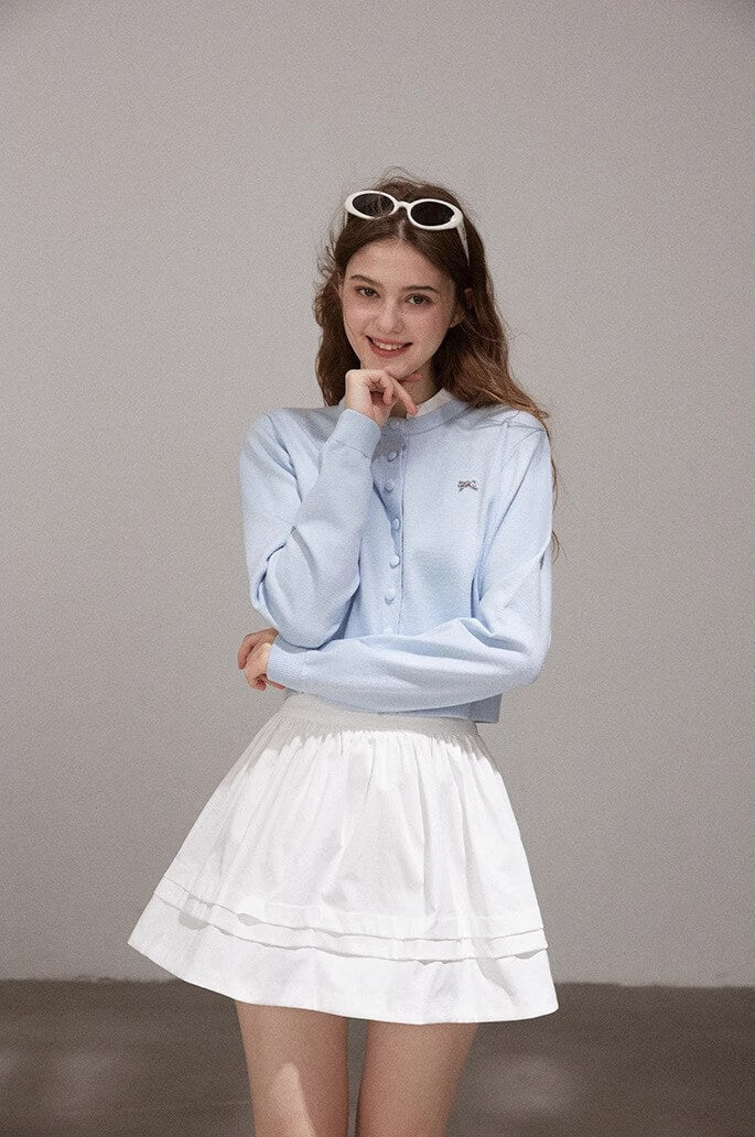 Pastel Ribbon Blue Knit Cardigan