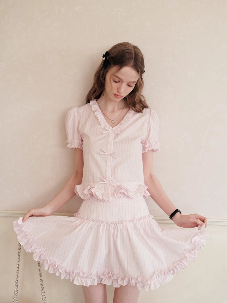 公式】Sweet Stripe Pink Candy Skirt - Fantage（ファンテージ