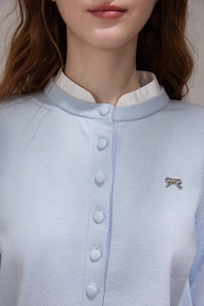 Pastel Ribbon Blue Knit Cardigan