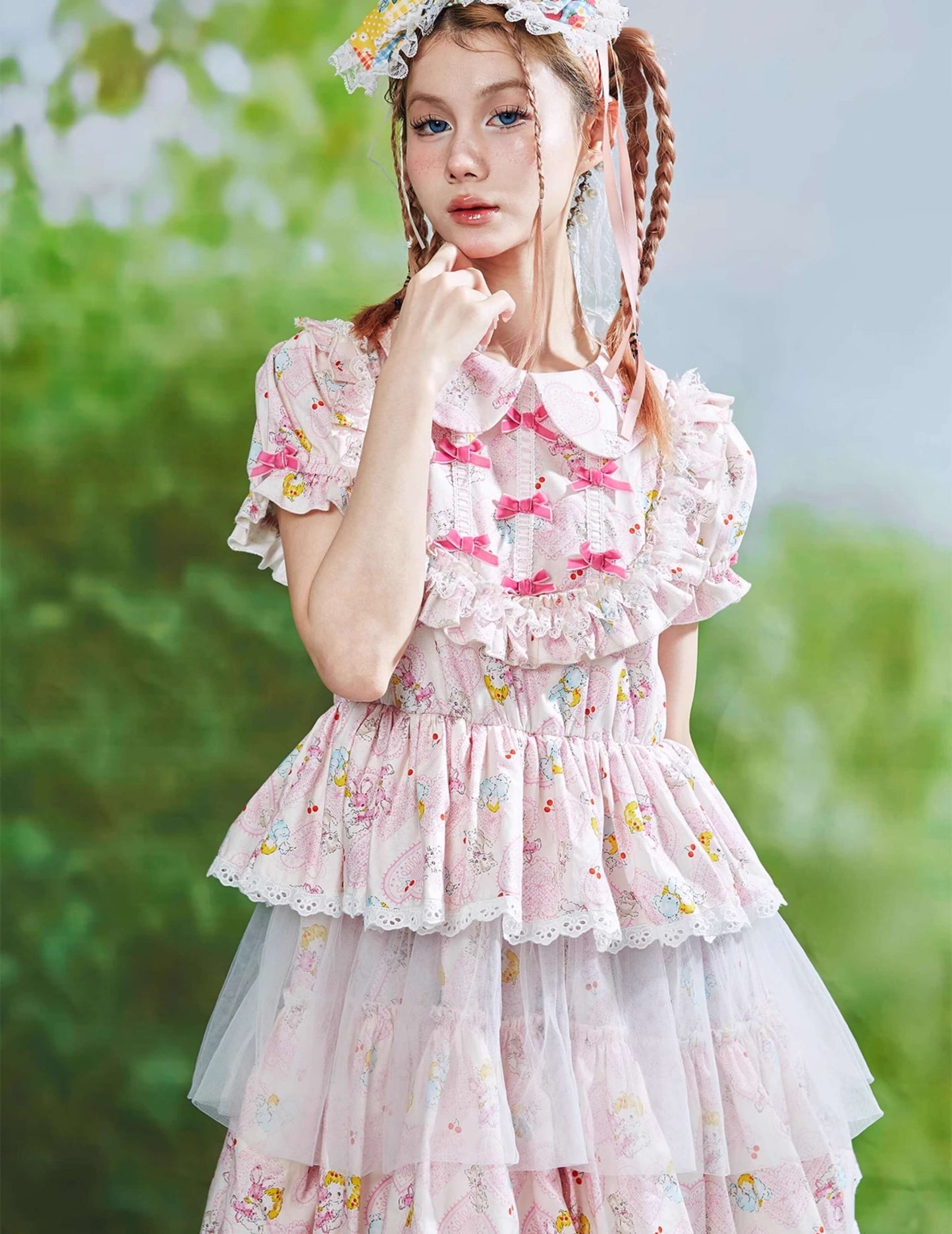 Ribbon Whip Frill Tiered Dress