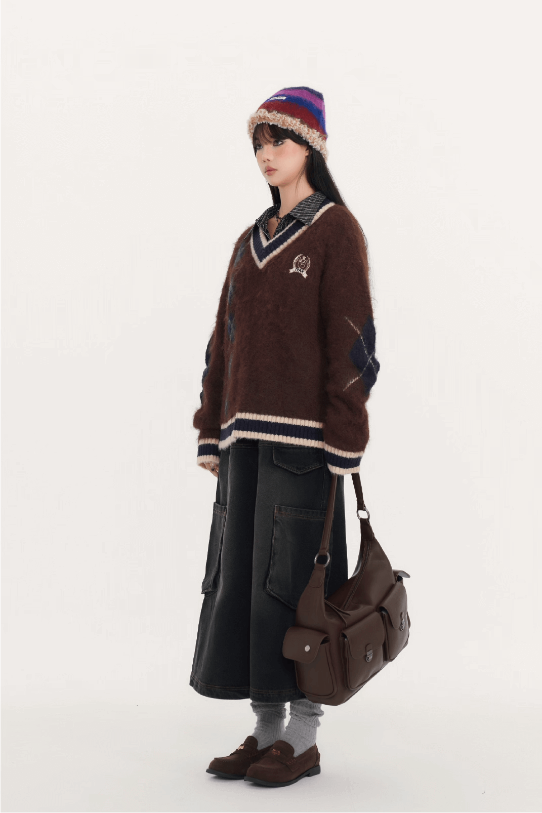 Fluffy Argyle Mood Knit(全3色)