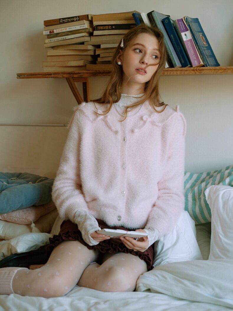 Fluffy Ribbon Bijou Cardigan