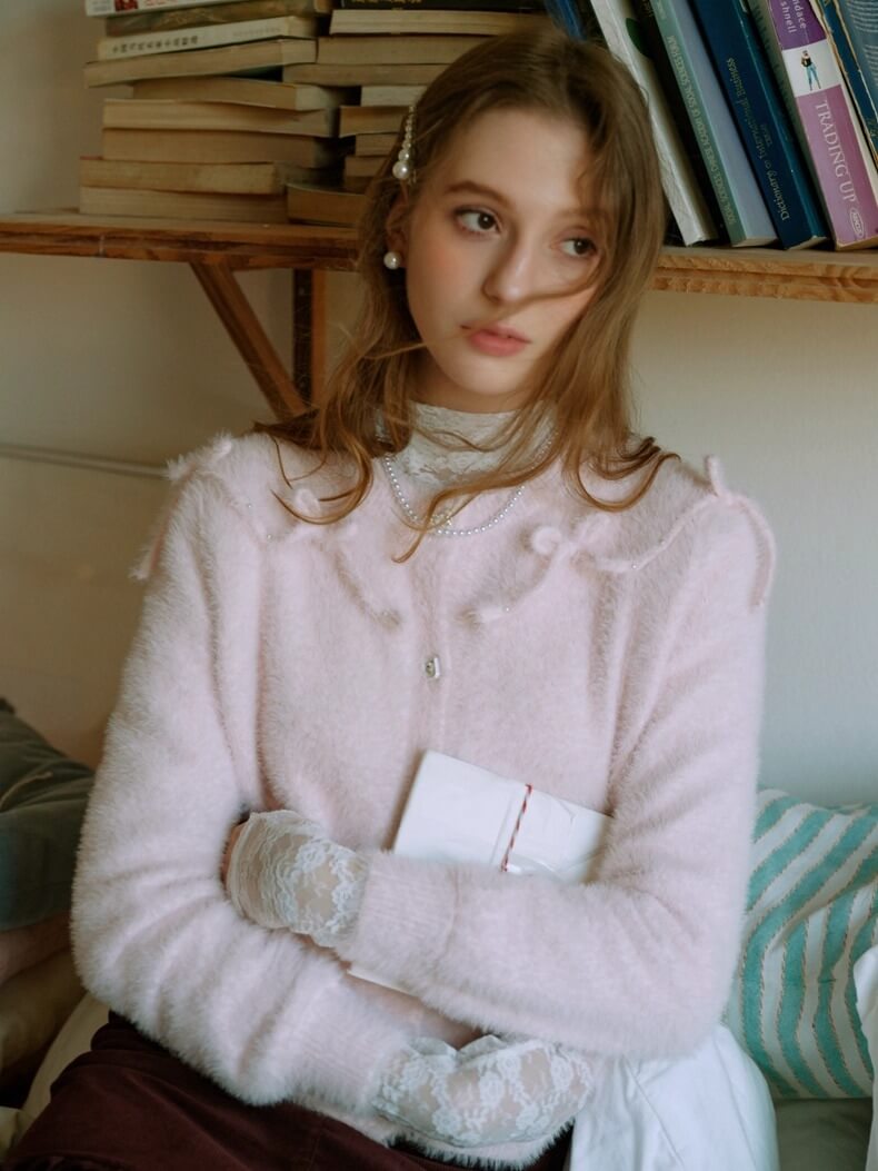 Fluffy Ribbon Bijou Cardigan