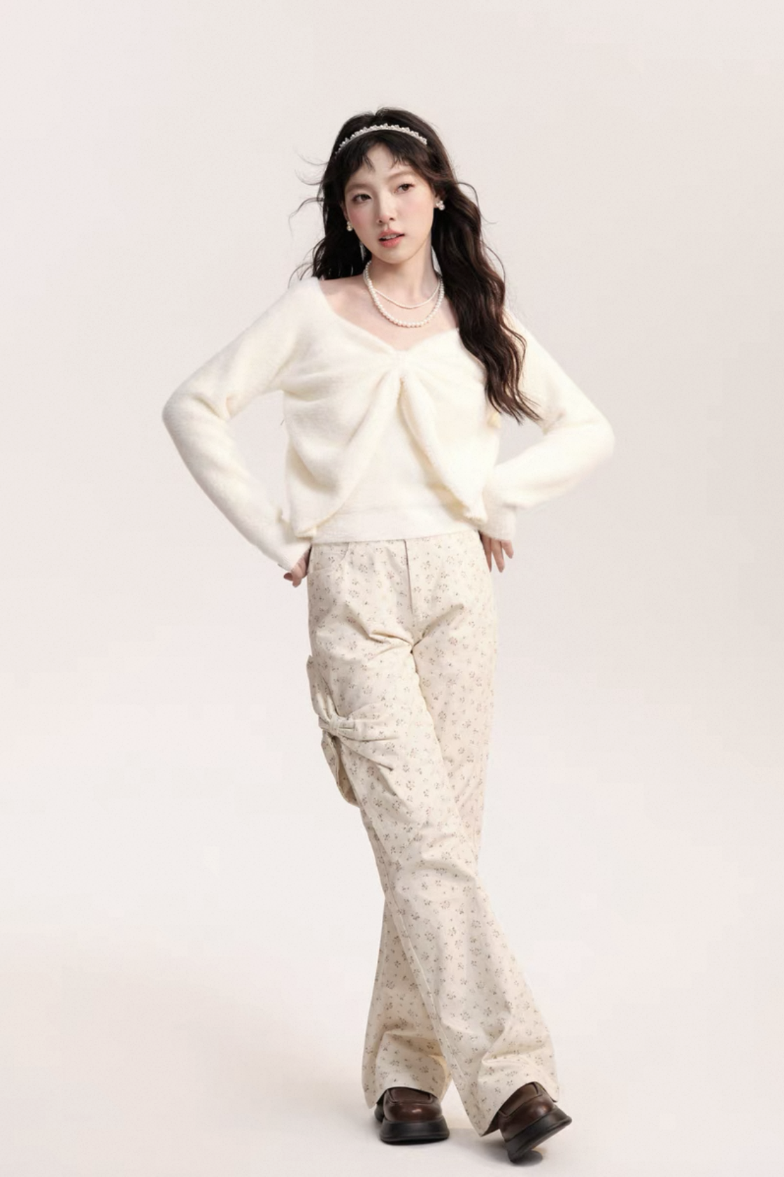 Flower & Big Ribbon Girly Pants