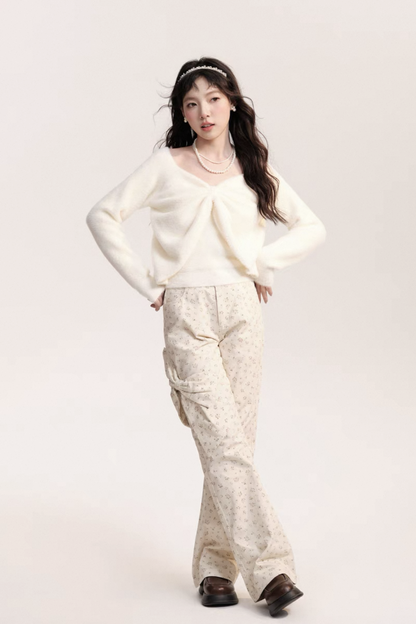 Flower & Big Ribbon Girly Pants