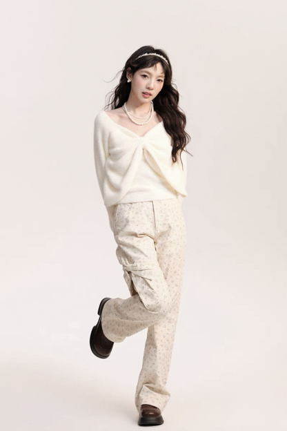 Flower & Big Ribbon Girly Pants