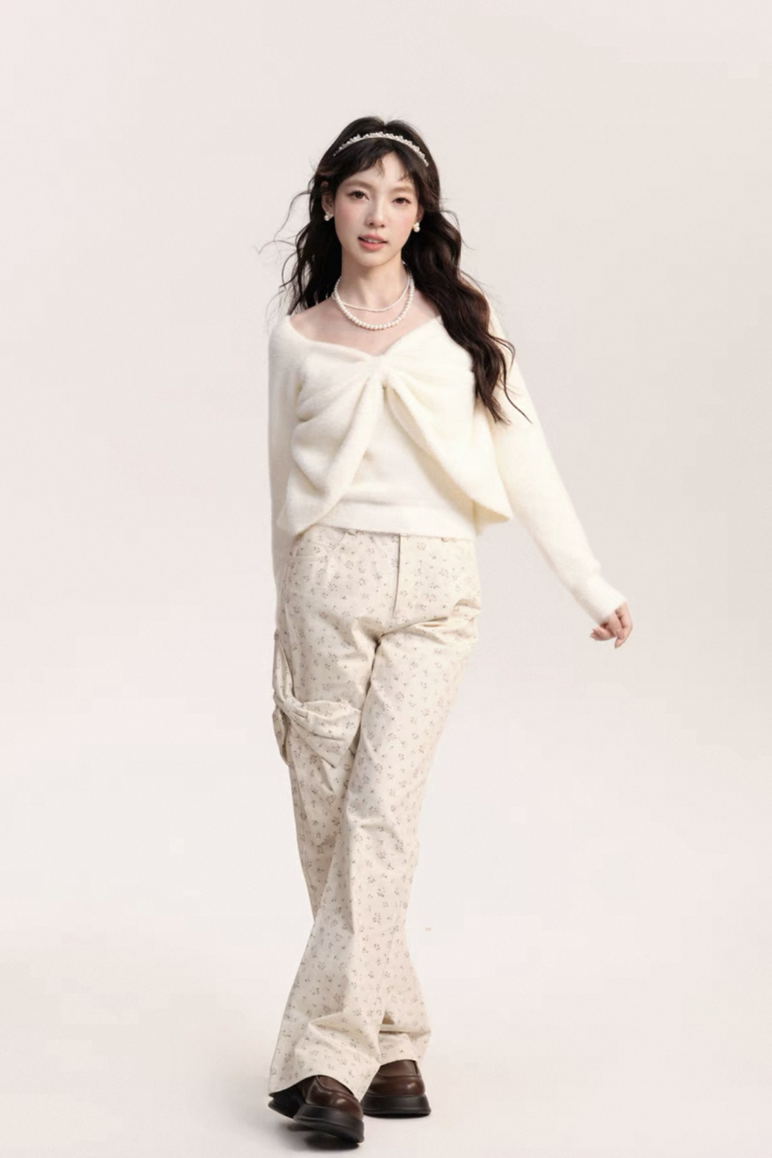 Flower & Big Ribbon Girly Pants