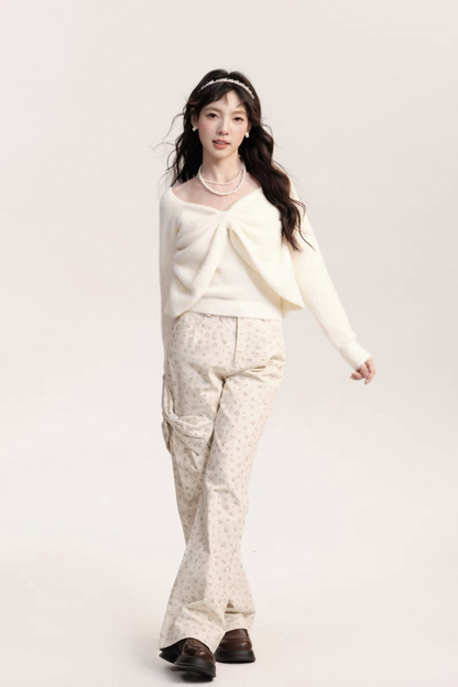 Flower & Big Ribbon Girly Pants