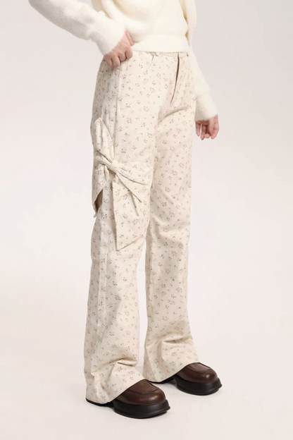 Flower & Big Ribbon Girly Pants