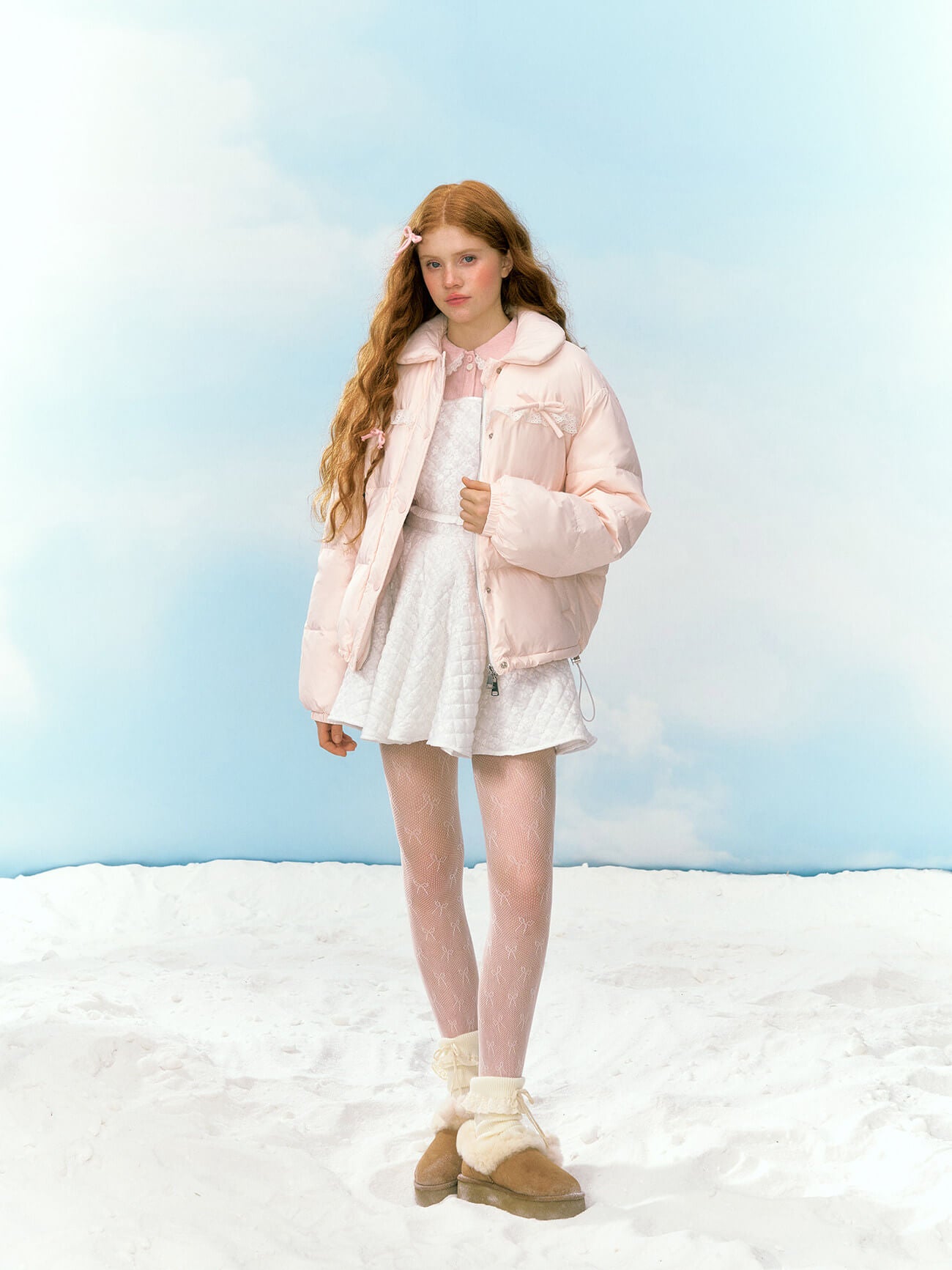 Sweet Petal Ribbon Down Jacket