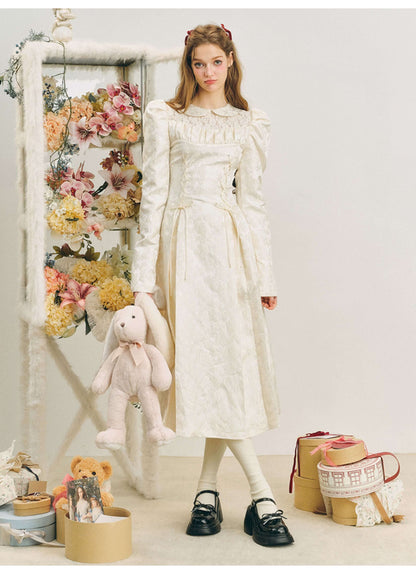 Elegant Lace Yoke Corseted Dress